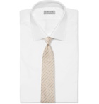Brioni - 8cm Striped Silk and Linen-Blend Tie - Men - Beige