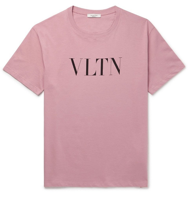 Photo: Valentino - Logo-Print Cotton-Jersey T-Shirt - Men - Pink