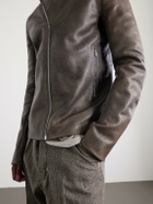 Rick Owens - Release Panelled Full-Grain Leather Jacket - Brown