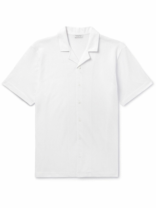 Photo: Sunspel - Camp-Collar Cotton-Mesh Shirt - White