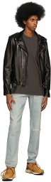 John Elliott Black Leather Moto Jacket