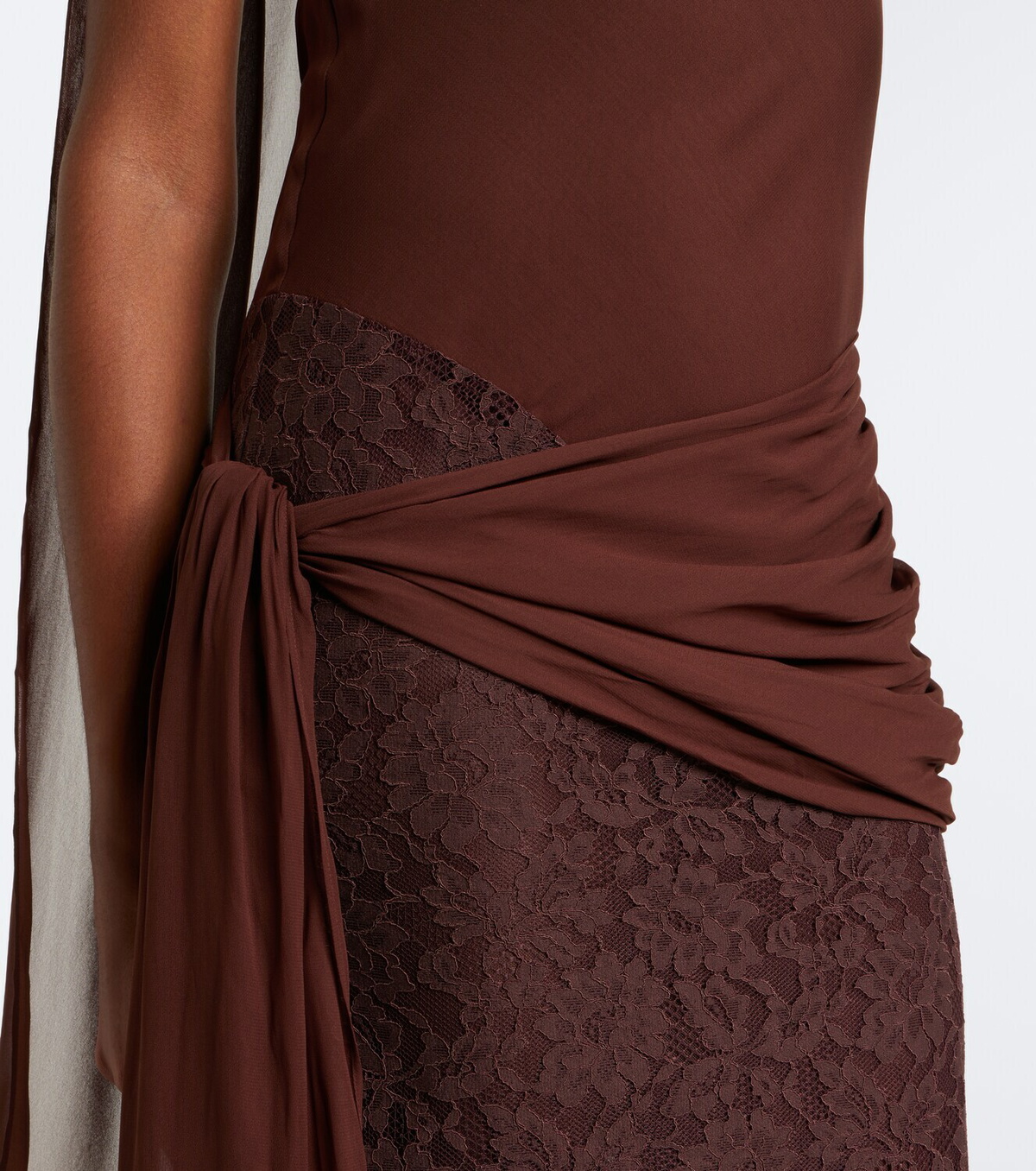 De La Vali Rosa georgette and lace maxi dress