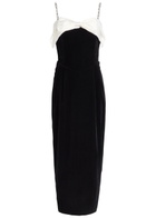 Sister Jane Kelly Bow-appliquéd Velvet Midi Dress Black And White
