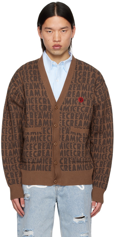 Photo: ICECREAM Brown Text Cardigan