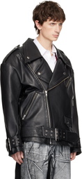VAQUERA Black Oversized Moto Leather Jacket