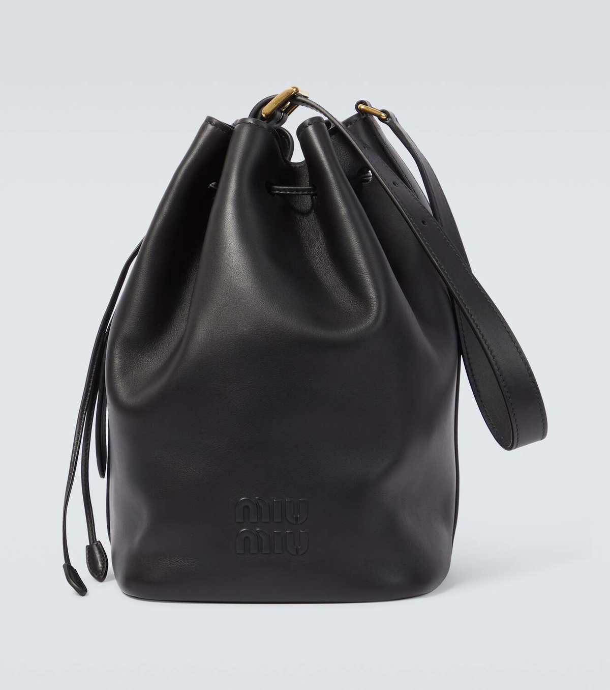 【MIU MIU】LOGO LEATHER BUCKET BAG Miu Miu Logo leather bucket bag Miu Miu
