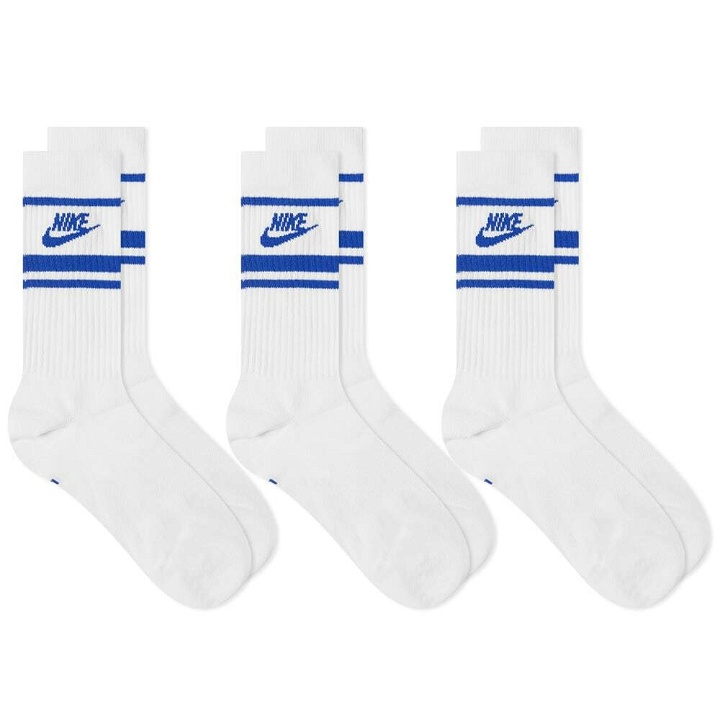Photo: Nike Men's Sportswear Essential Sock - 3 Pack in White/Game Royal