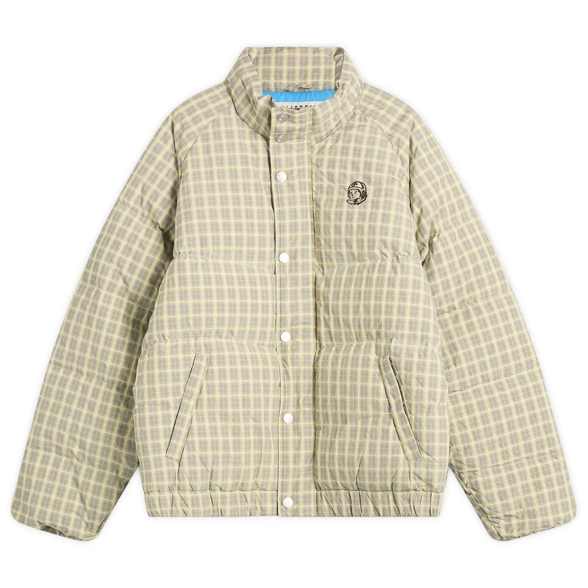 Billionaire Boys Club Men's Script Nylon Check Puffer Jacket in Brown Check