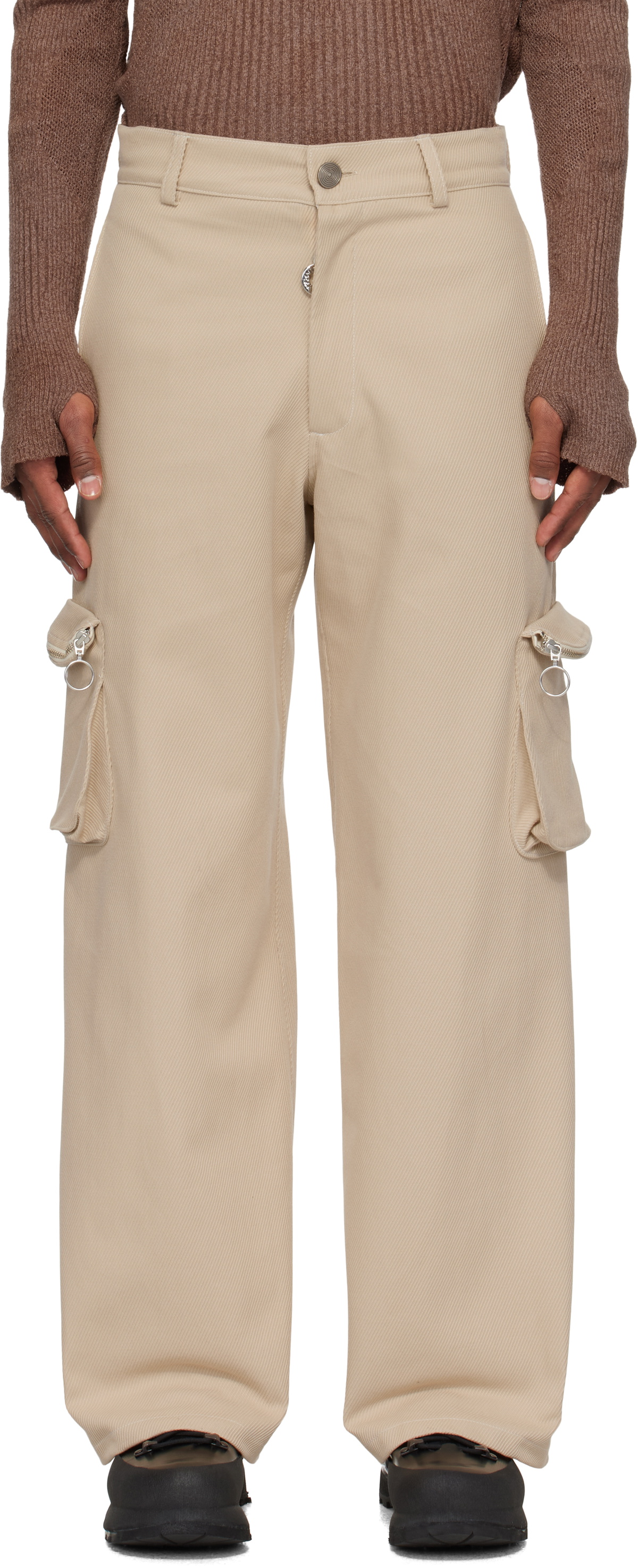 Charlie Constantinou Beige Multi Pocket Cargo Pants