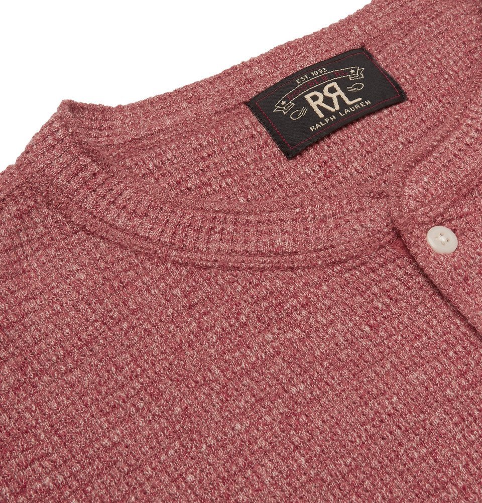 RRL - Slim-Fit Waffle-Knit Mélange Cotton Henley T-Shirt - Men