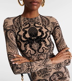 Etro Logo printed tulle midi dress