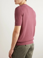 Lardini - Slim-Fit Honeycomb-Knit Cotton T-Shirt - Pink