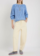 Free People Frankie Cable-knit Cotton Jumper Blue