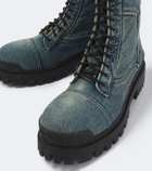 Balenciaga Combat Strike denim lace-up boots