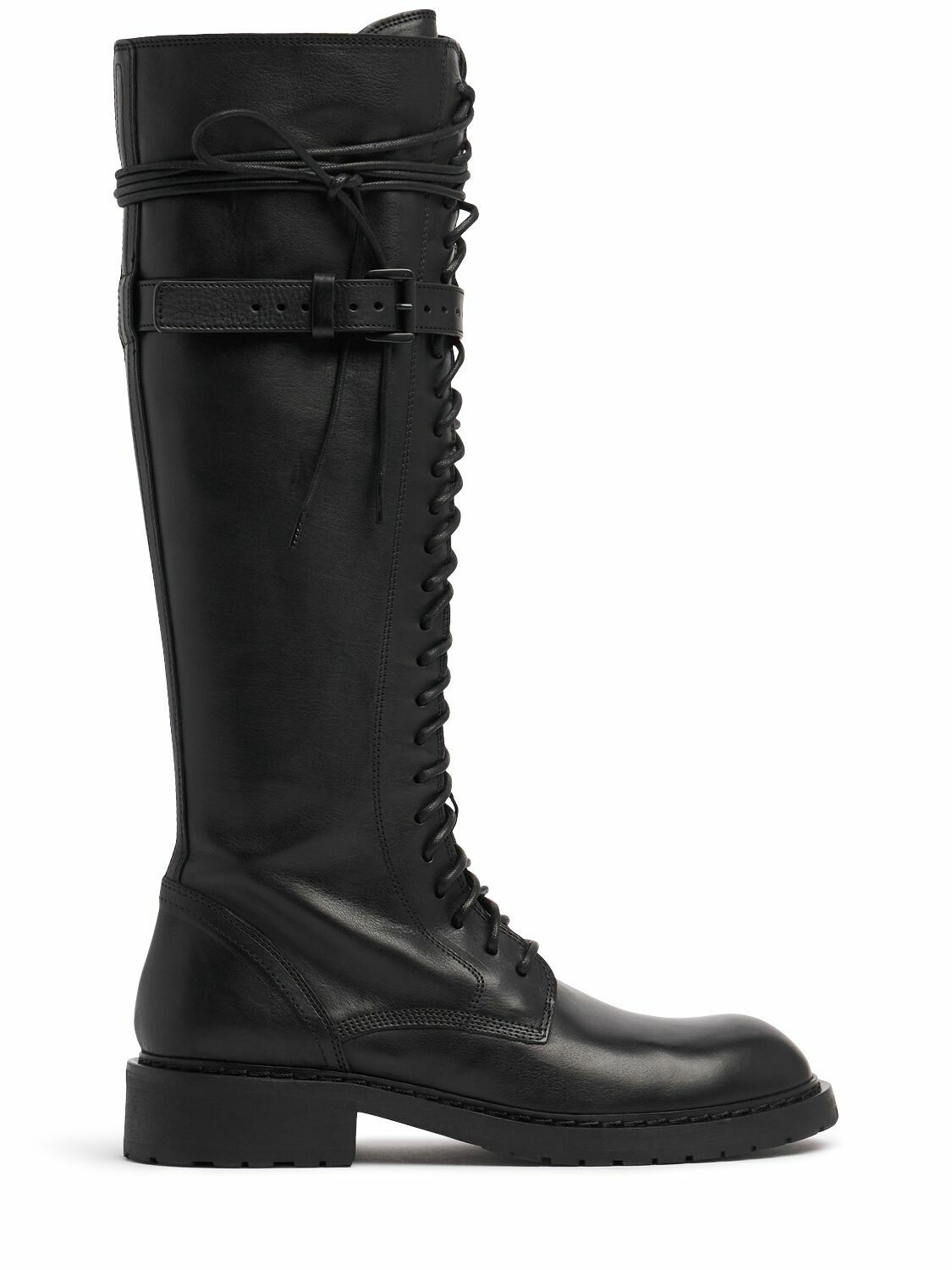 ANN DEMEULEMEESTER 25mm Santiago Leather Combat Boots Ann