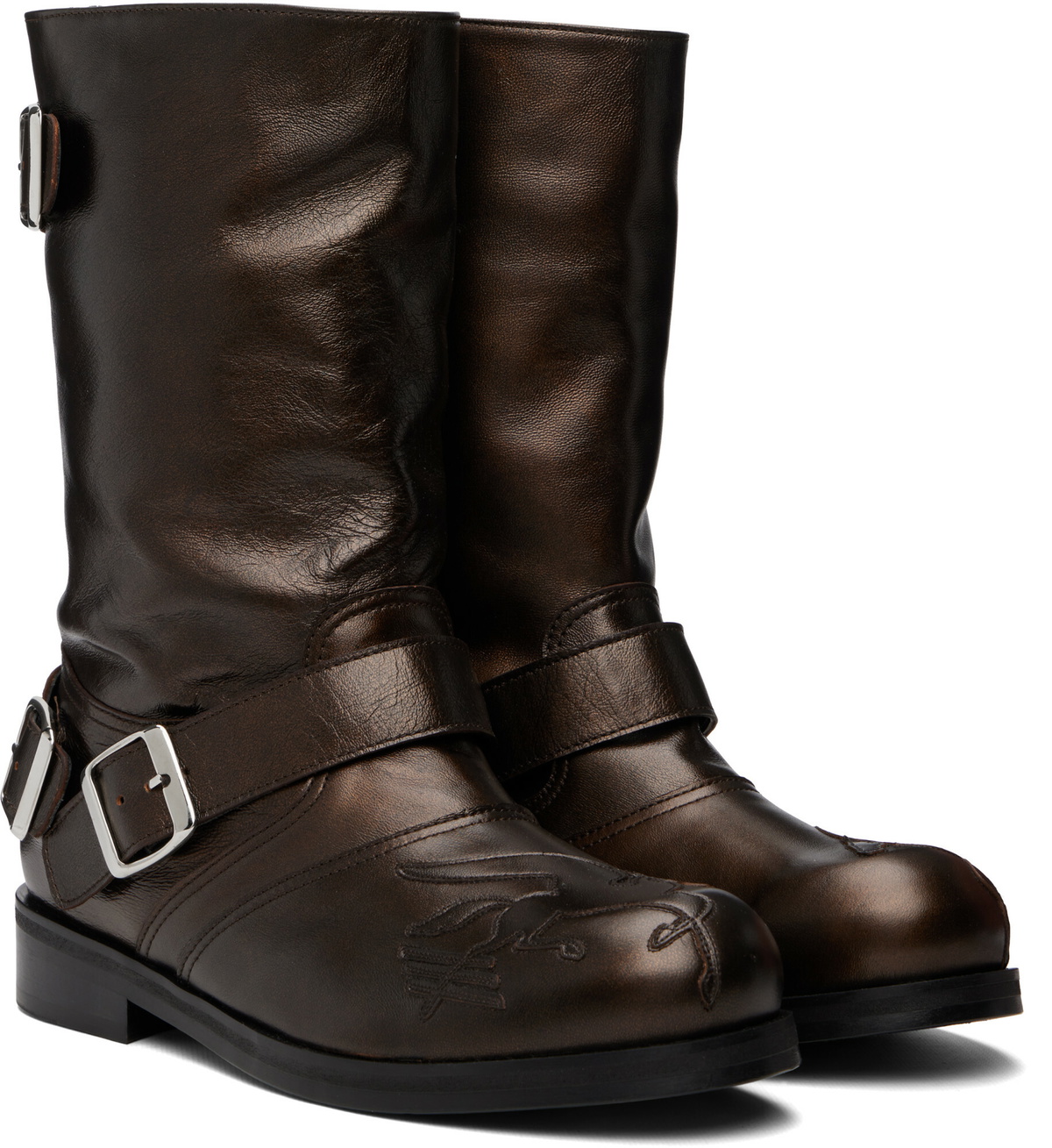 Stefan Cooke Brown Pegasus Biker Boots