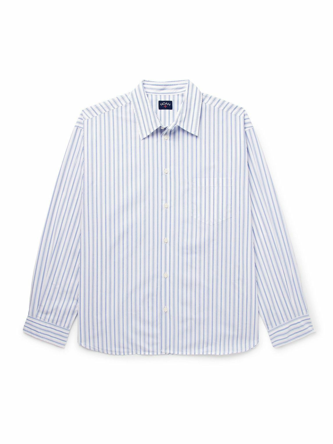 Noah - Oversized Striped Cotton-Poplin Shirt - Blue