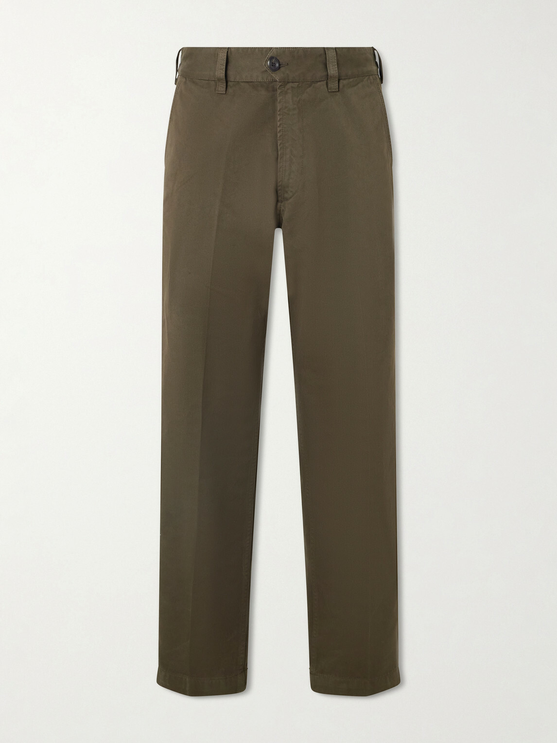 Drake's - Straight-Leg Peached Cotton-Twill Trousers - Green