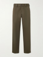Drake's - Straight-Leg Peached Cotton-Twill Trousers - Green