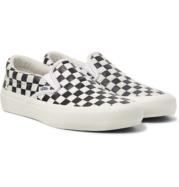 Photo: Vans - Engineered Garments OG Classic LX Checkerboard Leather and Suede Slip-On Sneakers - White