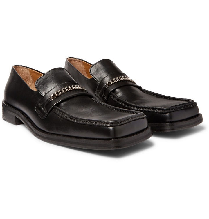 Photo: Martine Rose - Chain-Trimmed Leather Loafers - Black