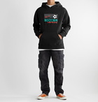 Pasadena Leisure Club - Numero Uno Logo-Print Pigment-Dyed Fleece-Back Cotton-Jersey Hoodie - Black