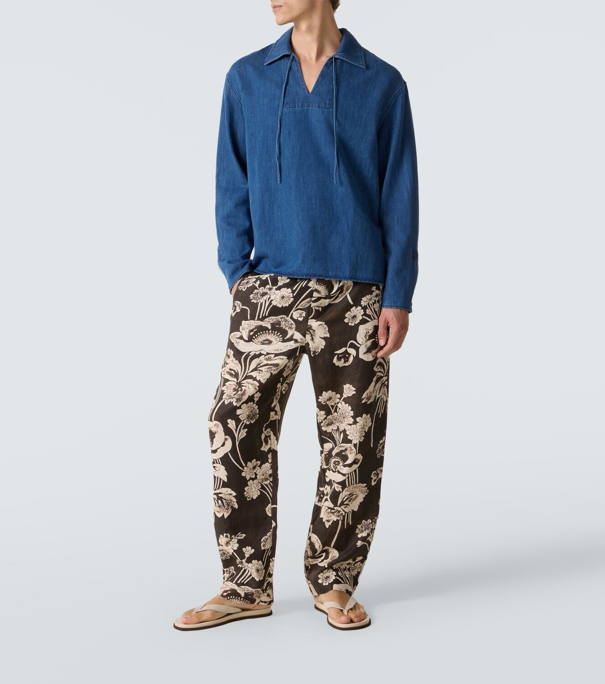 Commas Tie-neck denim shirt