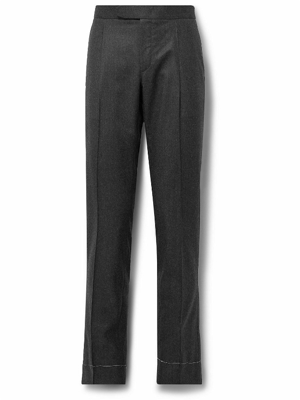 Photo: Brioni - Melbourne Slim-Fit Pleated Wool Trousers - Gray