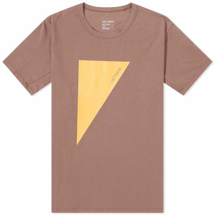 Photo: Arc'teryx Men's Captive Arc'postrophe Word T-Shirt in Velvet Sand