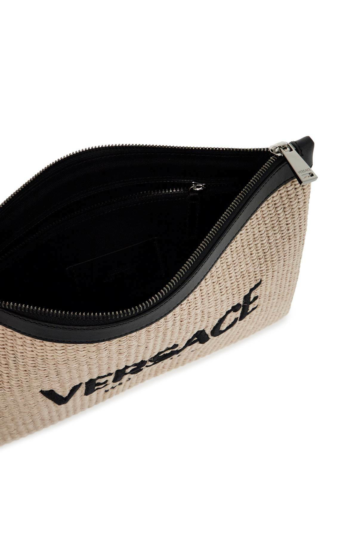 【送料&関税込】Versace Cappuccino Raffia Pouch Versace Cappuccino Raffia Pouch Versace