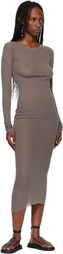 Rick Owens Gray Temple Rib LS Midi Dress