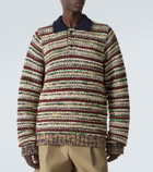 Sacai Striped cotton-blend polo sweater