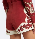 Alémais Duke embroidered wool-blend shorts