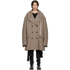 Raf Simons Beige Checked Oversized Caban Coat