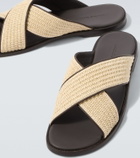 Manolo Blahnik Otawi leather-trimmed raffia sandals