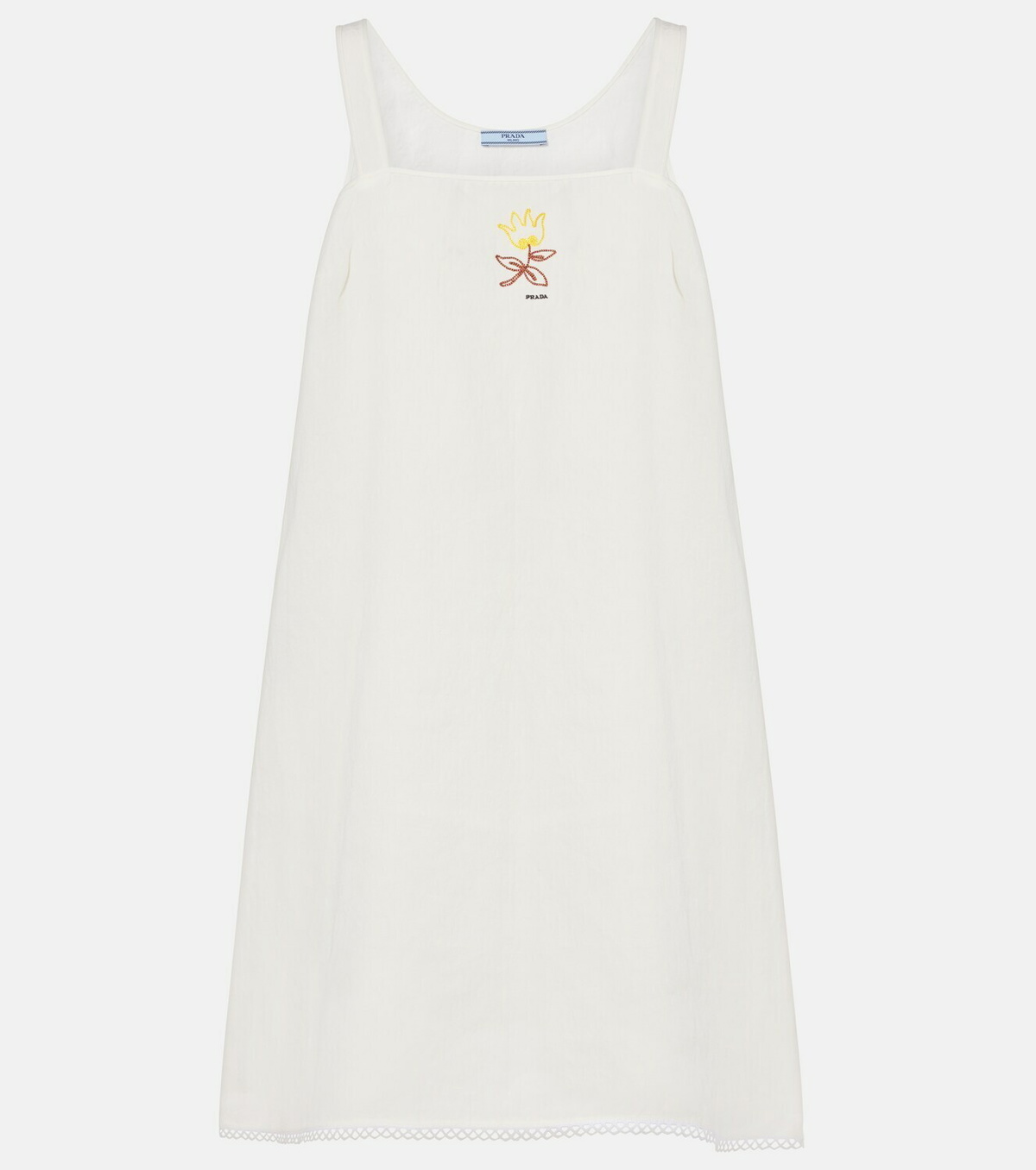 Prada Embroidered linen minidress