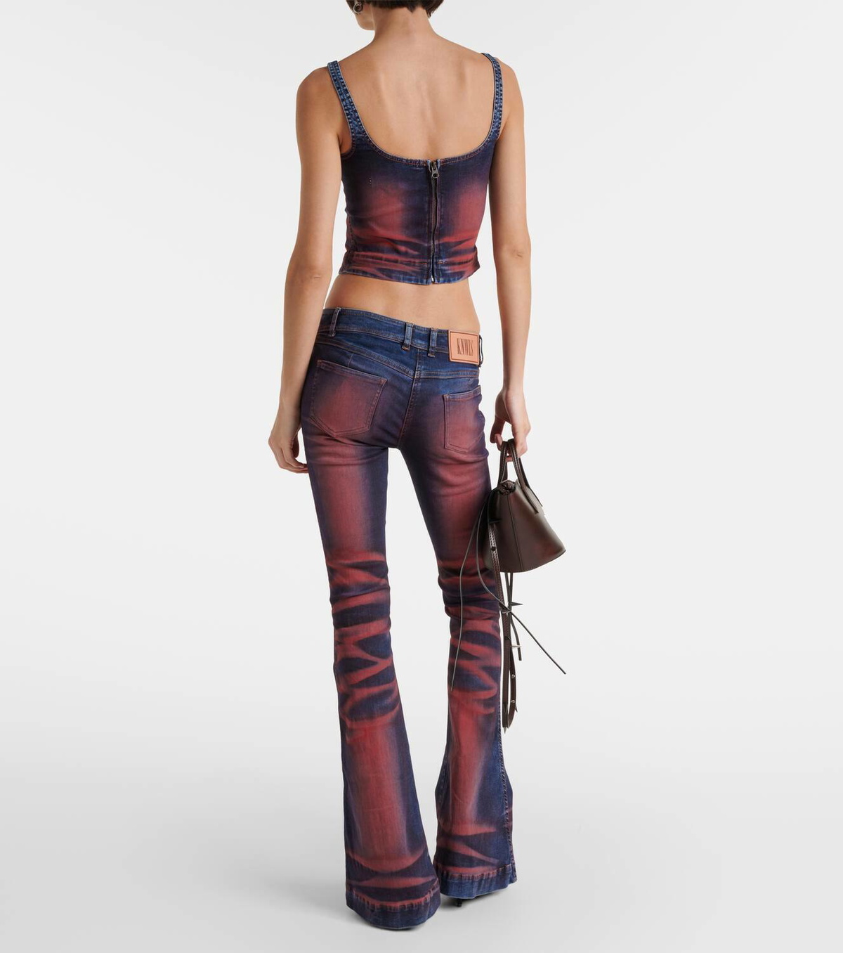 KNWLS Harley printed denim crop top