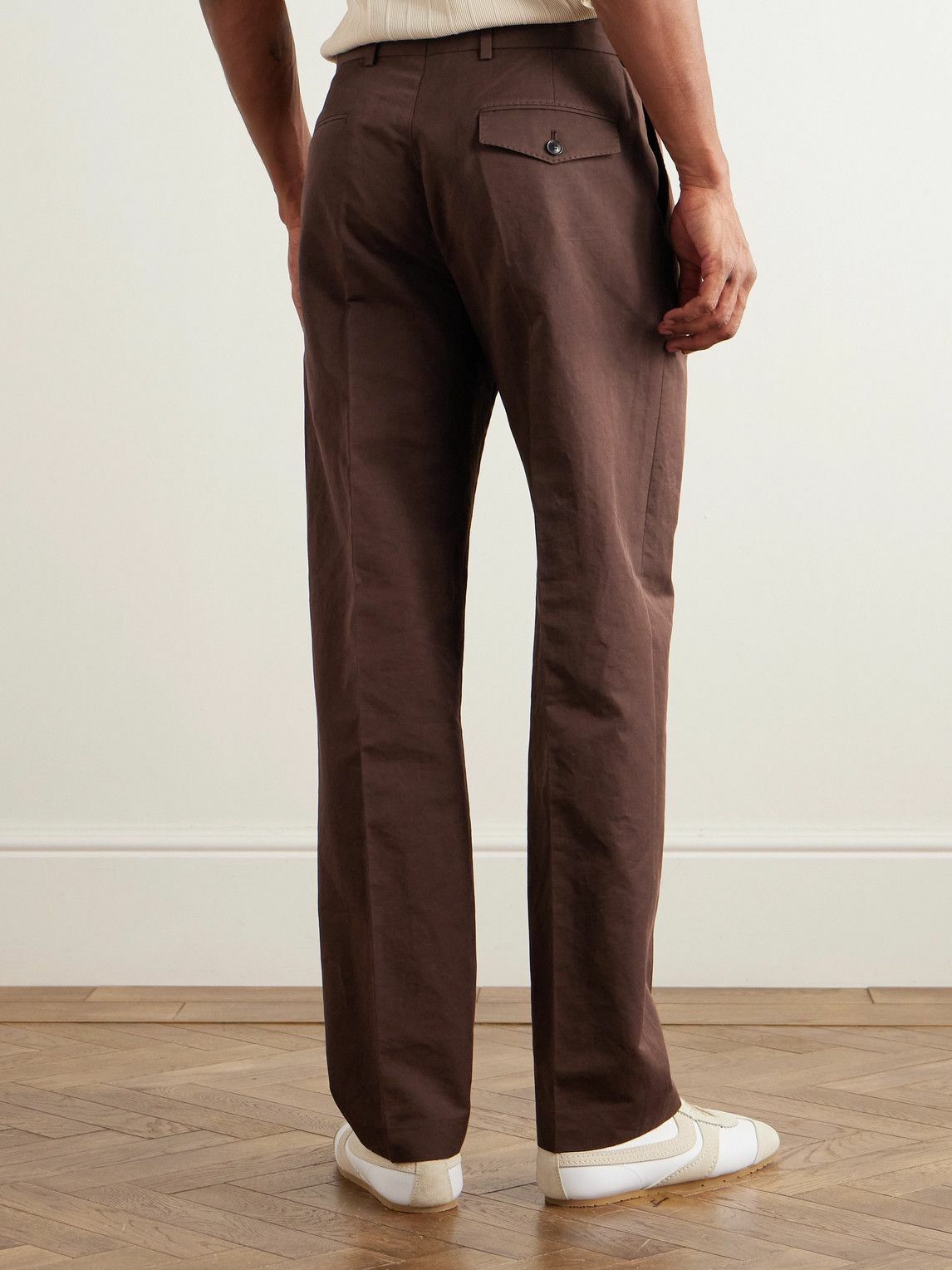 Paul Smith - Straight-Leg Cotton and Linen-Blend Trousers - Brown