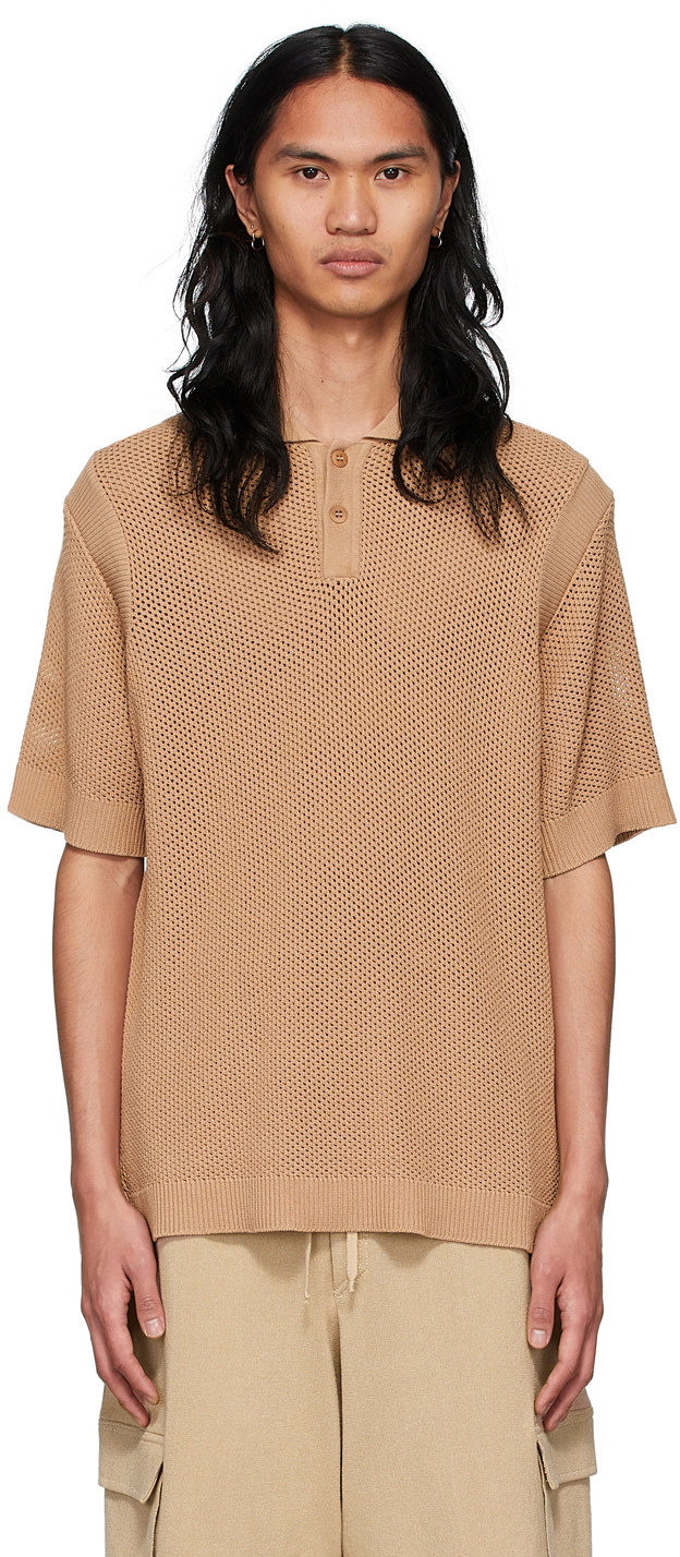 ANDREĀDAMO SSENSE Exclusive Brown Viscose Polo