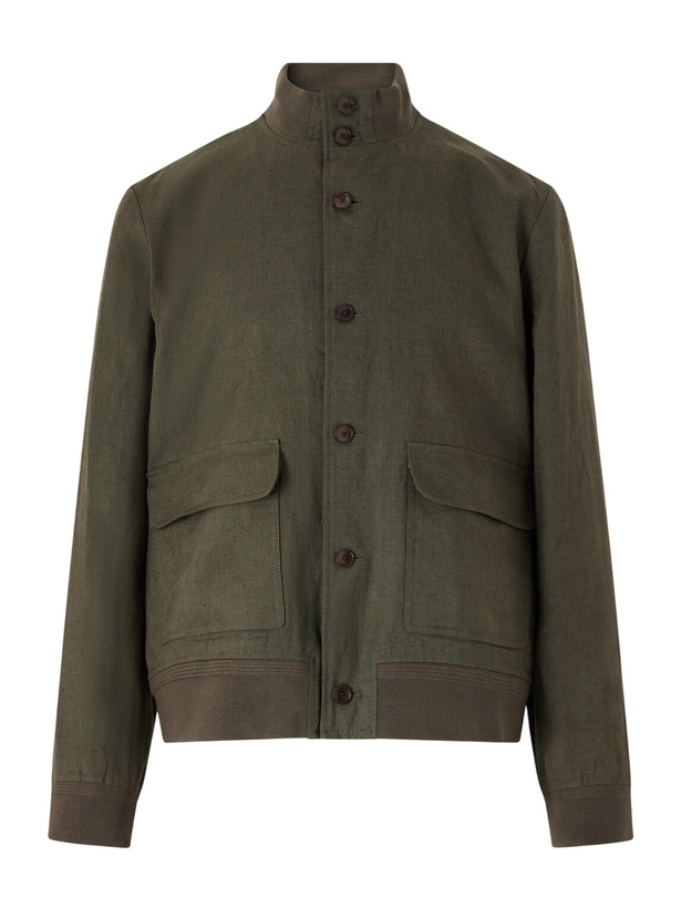 Photo: Mr P. - Linen-Twill Harrington Jacket - Green