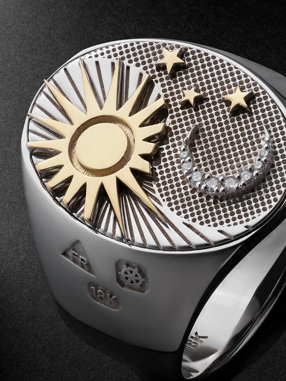 Foundrae - Balance 18-Karat White and Yellow Gold Diamond Signet Ring - Silver