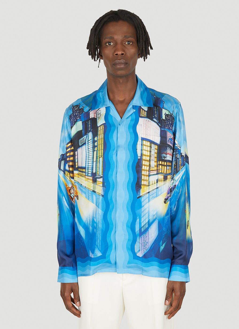 City Logo Print Shirt in Blue Casablanca