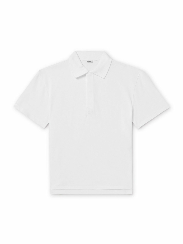 Photo: LOEWE - Logo-Embroidered Cotton-Piqué Polo Shirt - White