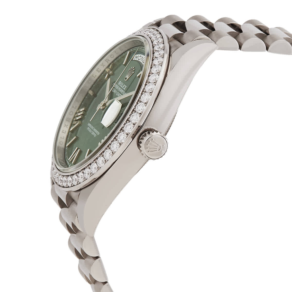 Rolex Day Date 40 Automatic Green Dial Mens 18kt White Gold President Watch 228349GNRP