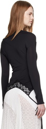 Pushbutton Black Asymmetry Neck Jersey T-shirt