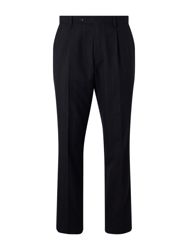 Photo: Mr P. - Straight-Leg Pinstriped Wool Suit Trousers - Blue