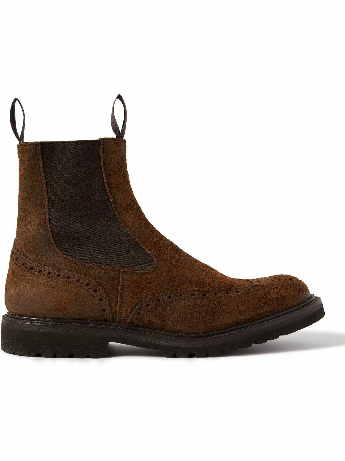 Photo: Tricker's - Stephen Suede Brogue Chelsea Boots - Brown