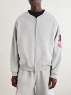 Cherry Los Angeles - Logo-Embroidered Cotton-Jersey Zip-Up Sweatshirt - Gray