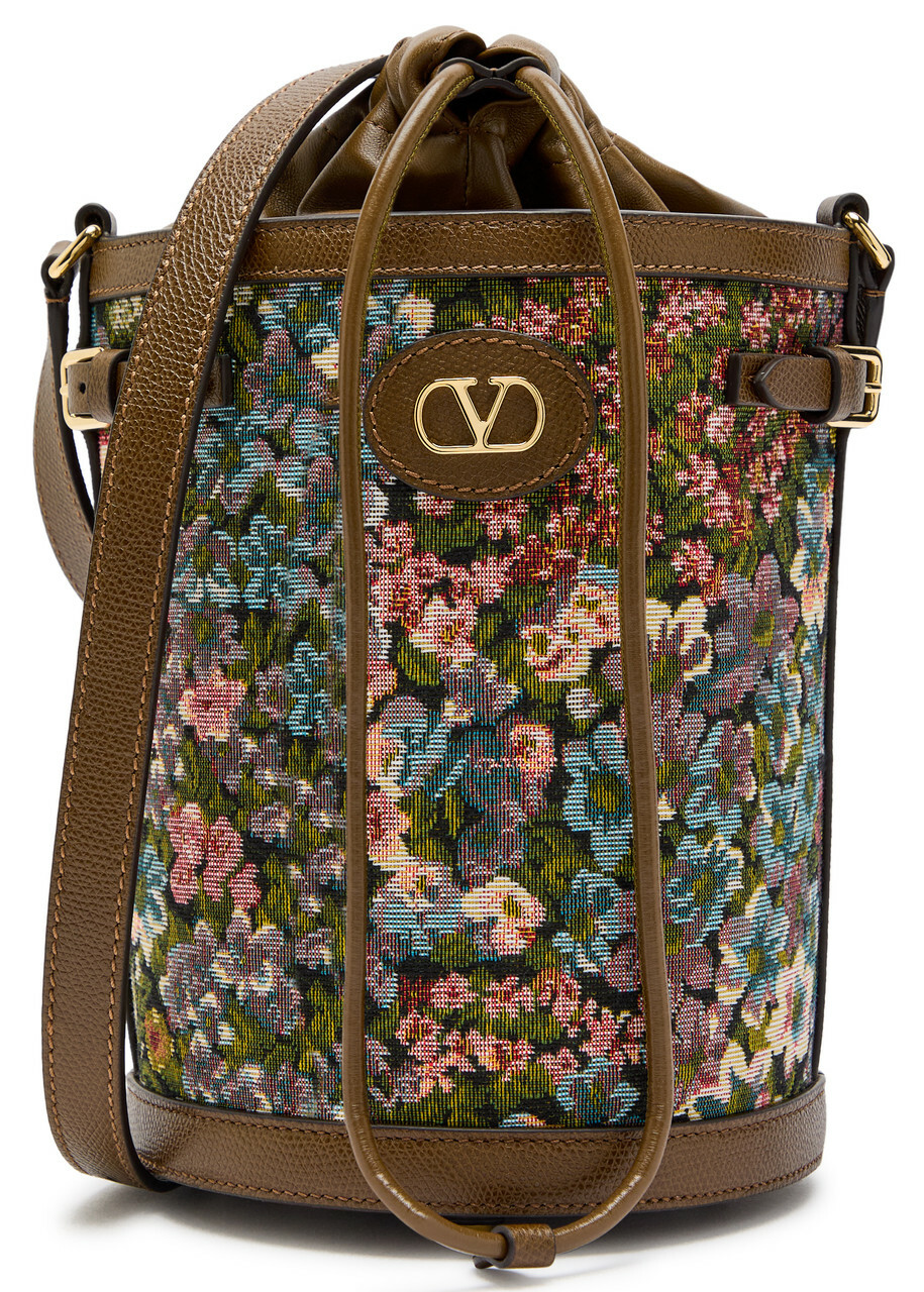 Valentino Garavani Floral-jacquard Leather Bucket bag - Multicoloured - One Size