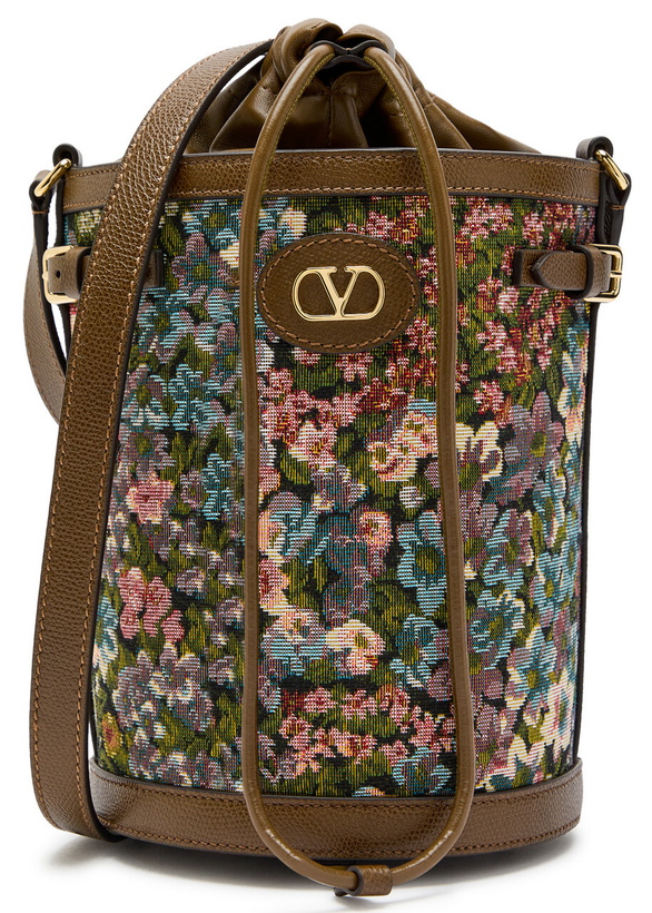 Photo: Valentino Garavani Floral-jacquard Leather Bucket bag - Multicoloured - One Size